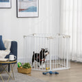 Pet Gate With Door, Pet Playpen, L300 x H74.5 cm, White Homcom