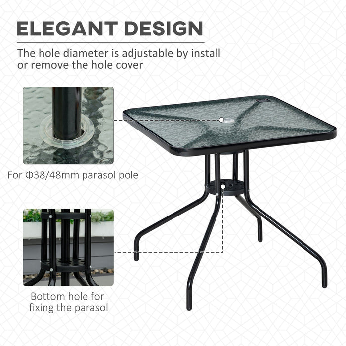 Sqaure Patio Table with Umbrella Hole 76x76cm