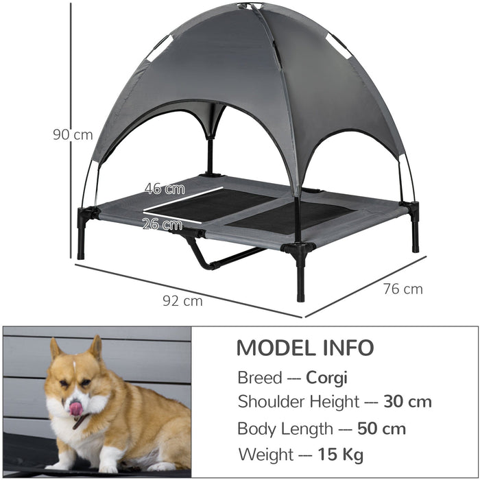 Raised Dog Bed with Canopy For Small & Medium Dogs, Grey