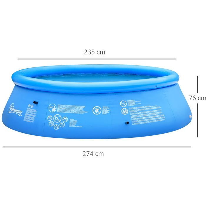 Blue Inflatable Family Pool with Pump, 274cm x 76cm