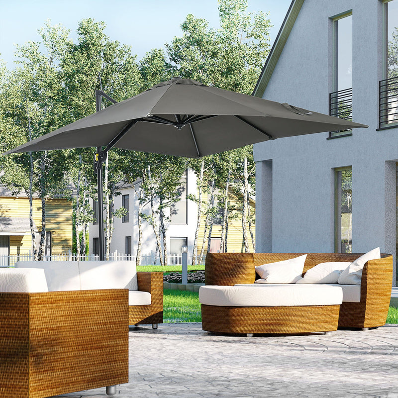 2.5m Roma Cantilever Parasol - Grey Outsunny
