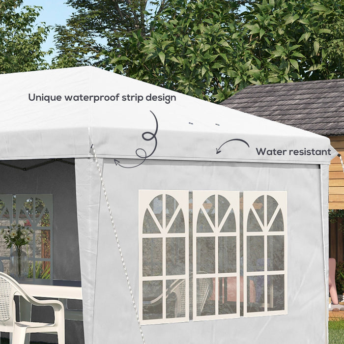 6x3 Pop Up Gazebo With Sides, Water & UV-Resistant, White