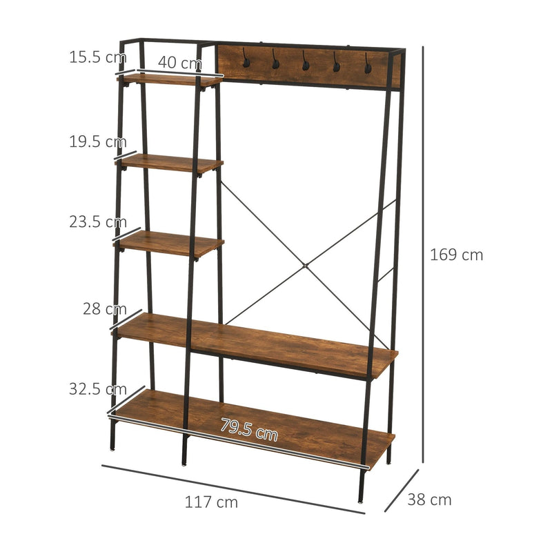 Industrial Entryway Coat Rack With Shoe Organiser