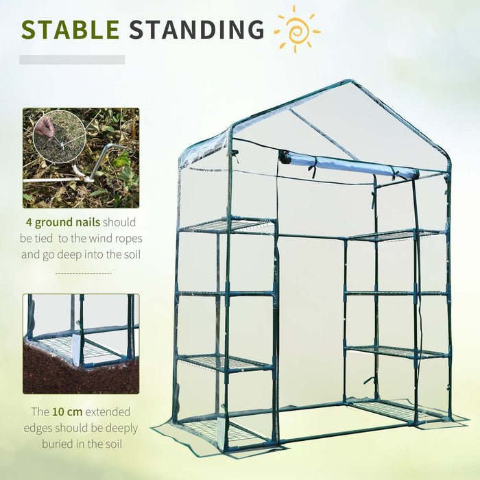 Walk in Portable Greenhouse, 8 Shelves, 4 Tiers, 143x73x195