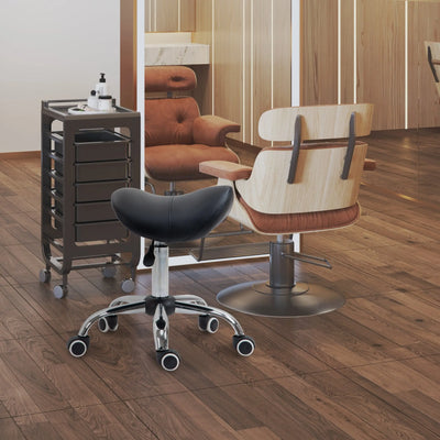 Adjustable Cosmetic Stool, 360° Rotate, Faux Leather Homcom