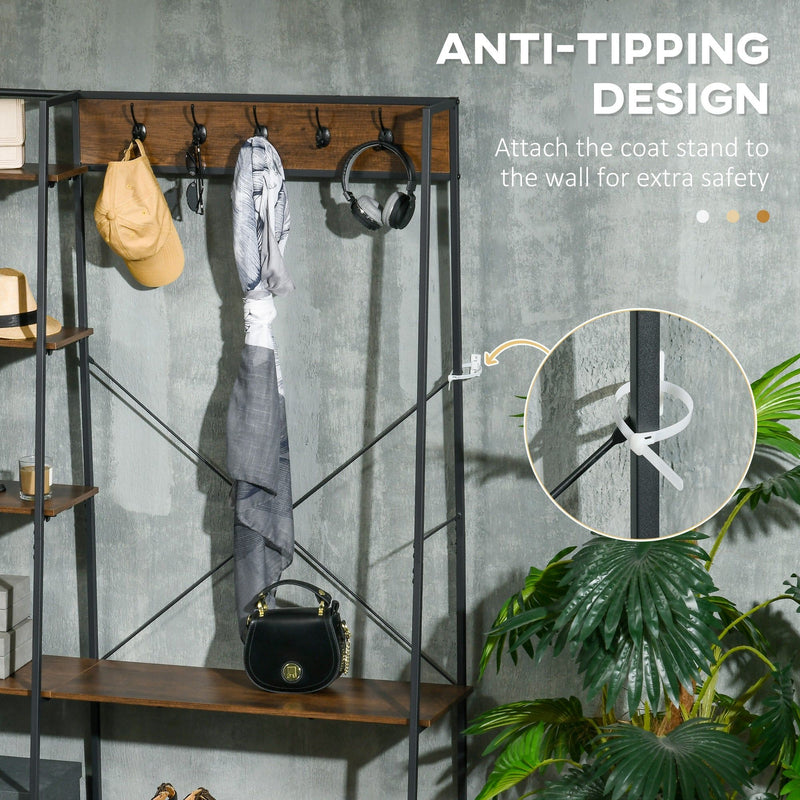 Industrial Entryway Coat Rack With Shoe Organiser