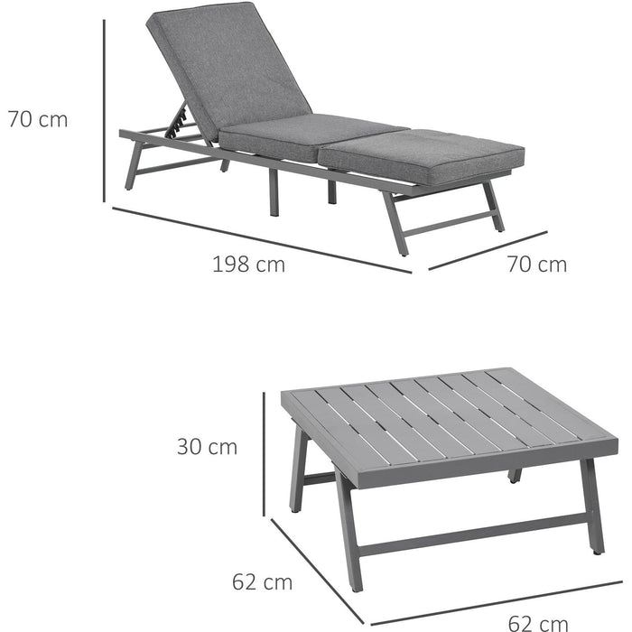 3Pc Garden Furniture Set with Convertible Sofa Lounge Table