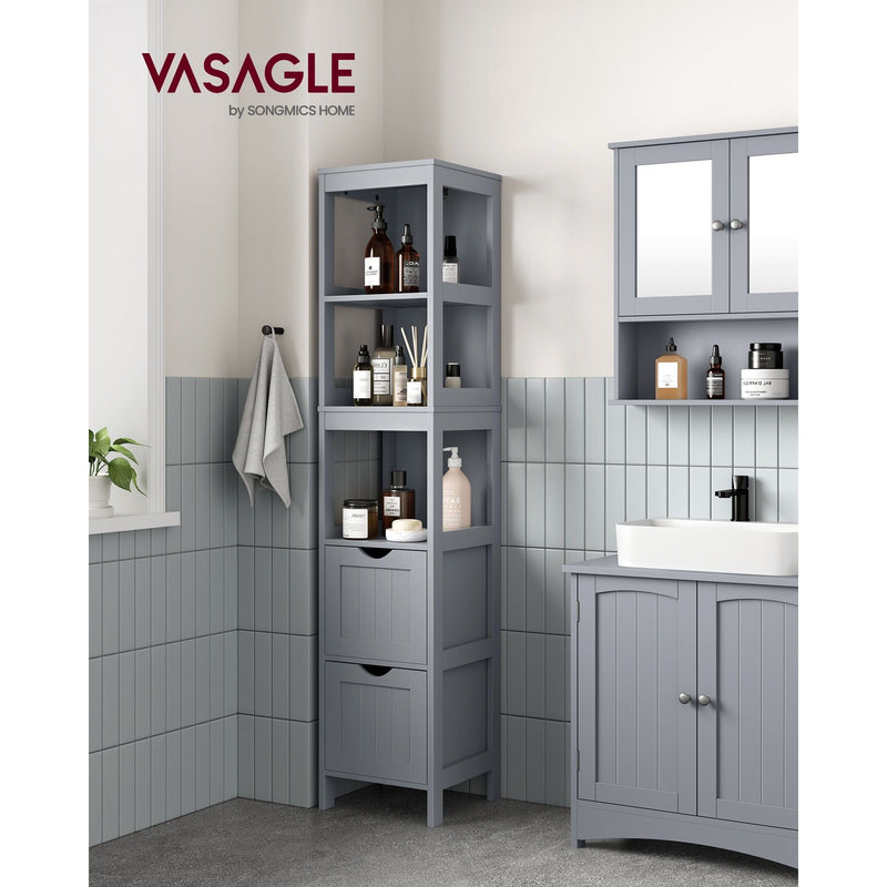 Vasagle Tall Grey Bathroom Cabinet, 30x30x141cm