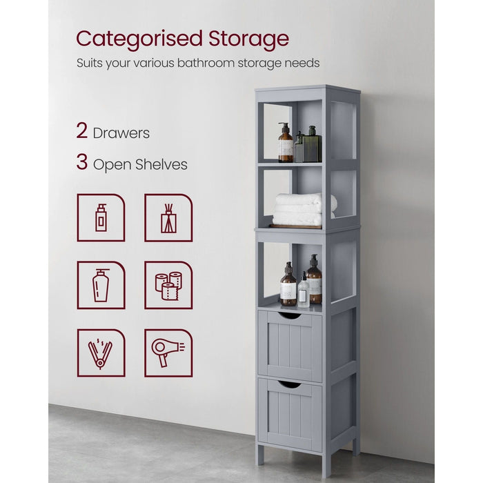 Vasagle Tall Grey Bathroom Cabinet, 30x30x141cm