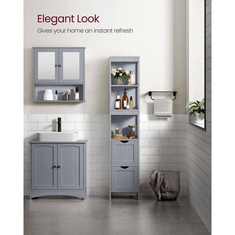 Vasagle Tall Grey Bathroom Cabinet, 30x30x141cm