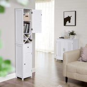 Slim Bathroom Storage Cabinet by Vasagle - Finished in crisp white with two cupboards, a drawer, and an open shelf - Perfect for bathrooms with limited space