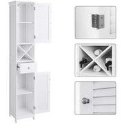 Slim Bathroom Storage Cabinet by Vasagle - Finished in crisp white with two cupboards, a drawer, and an open shelf - Perfect for bathrooms with limited space
