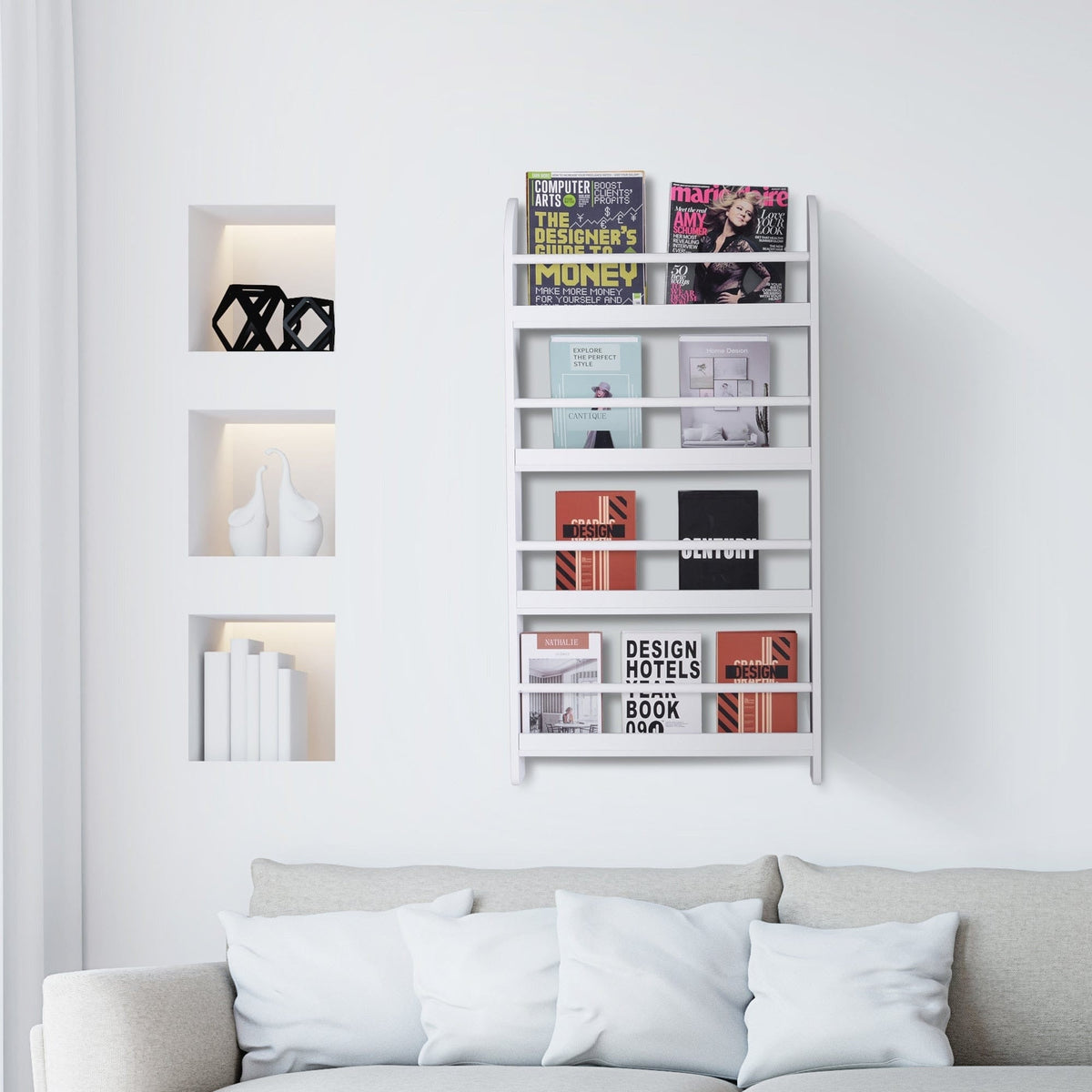 Shop Wall Mounted Magazine Rack, 4 Tier, 59W x 12D x 113H cm — Opal Retail
