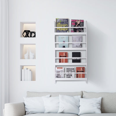 Wall Mounted Magazine Rack, 4 Tier, 59W x 12D x 113H cm Homcom