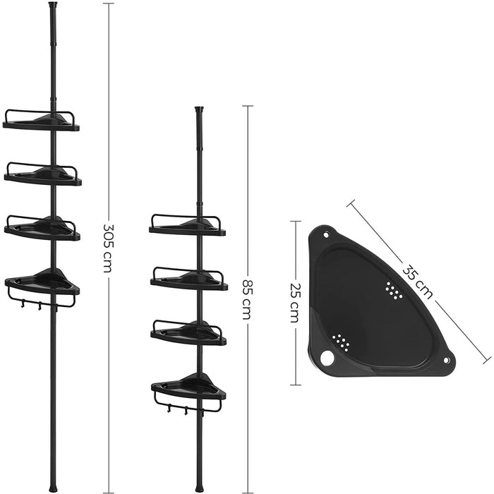 Black Adjustable Corner Bath Shelf