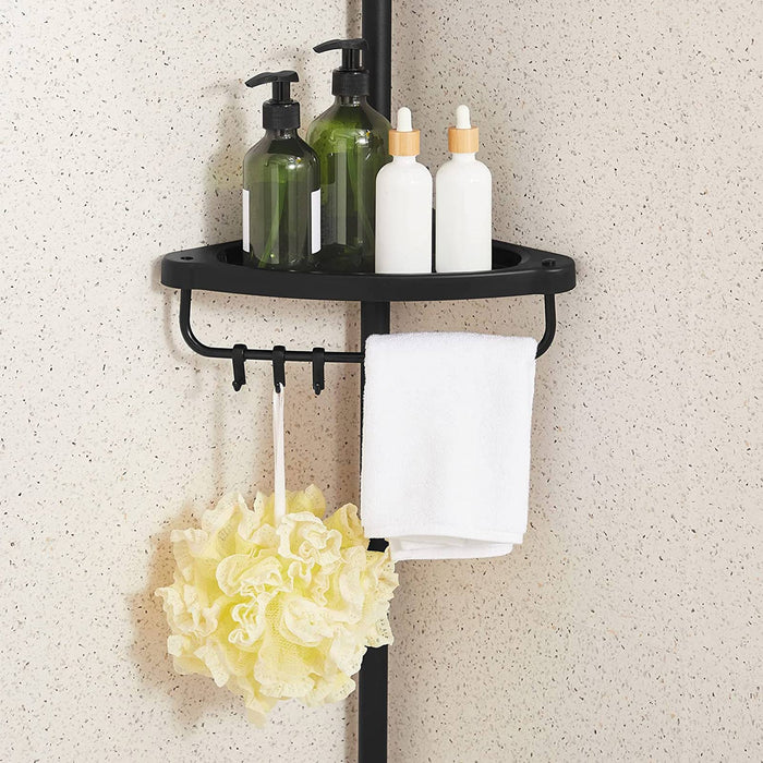 Black Adjustable Corner Bath Shelf