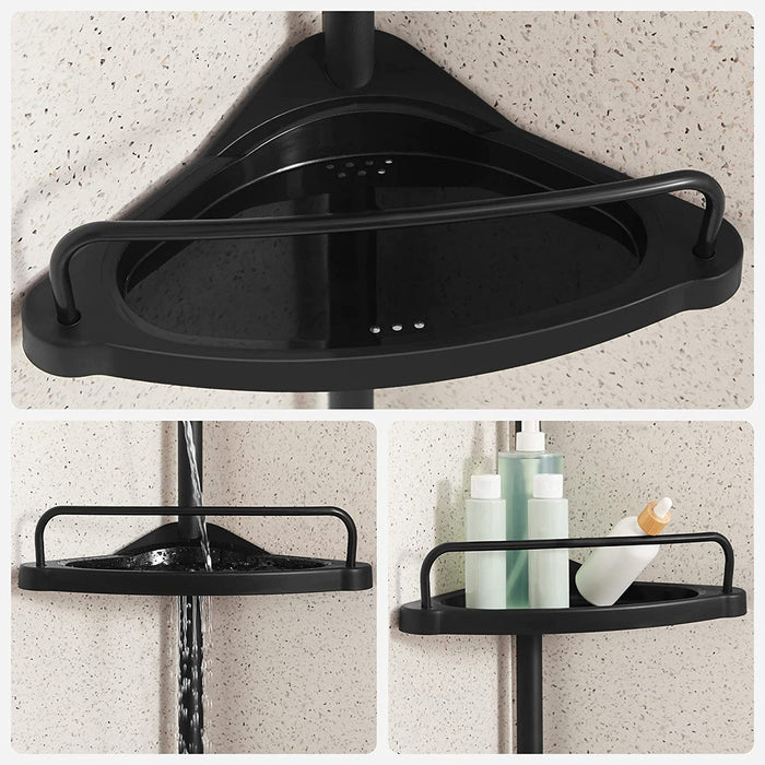 Black Adjustable Corner Bath Shelf