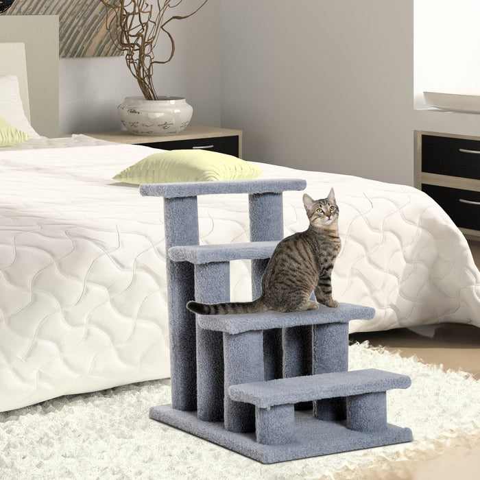 Grey 4-Step Pet Stairs (63.5x43x60cm)