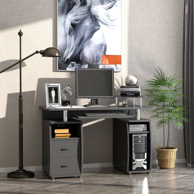 Home Office Desk with Keyboard Tray & CPU Shelf Homcom