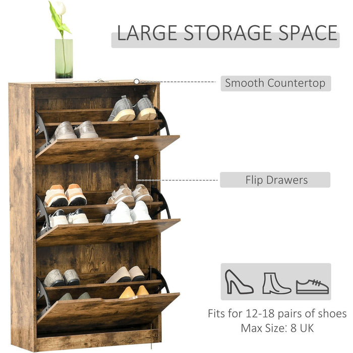 Rustic Shoe Cabinet With Doors, Holds 12-18 Pairs