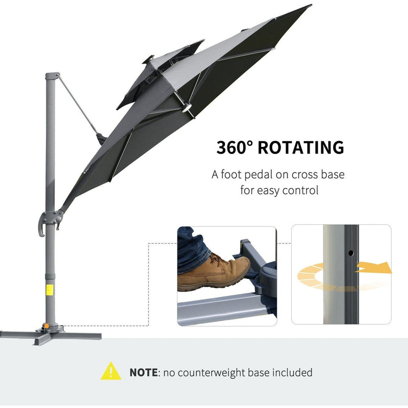 3m Cantilever Parasol With Solar Lights, Power Bank