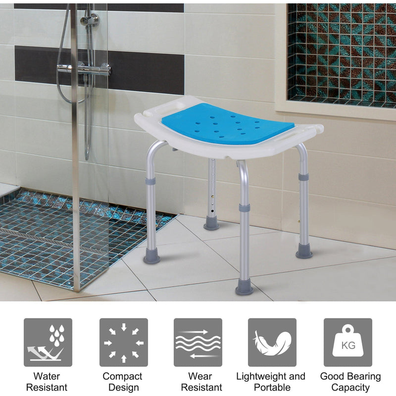Non-Slip Bath Stool Shower Chair, Adjustable Legs
