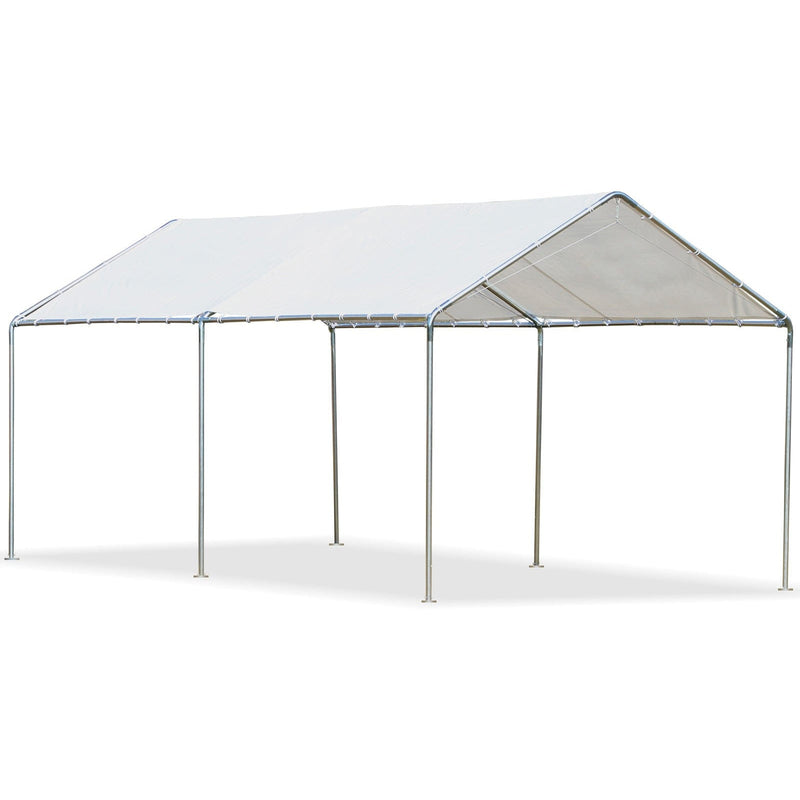 3x6m Heavy Duty Carport - Galvanized Steel - White