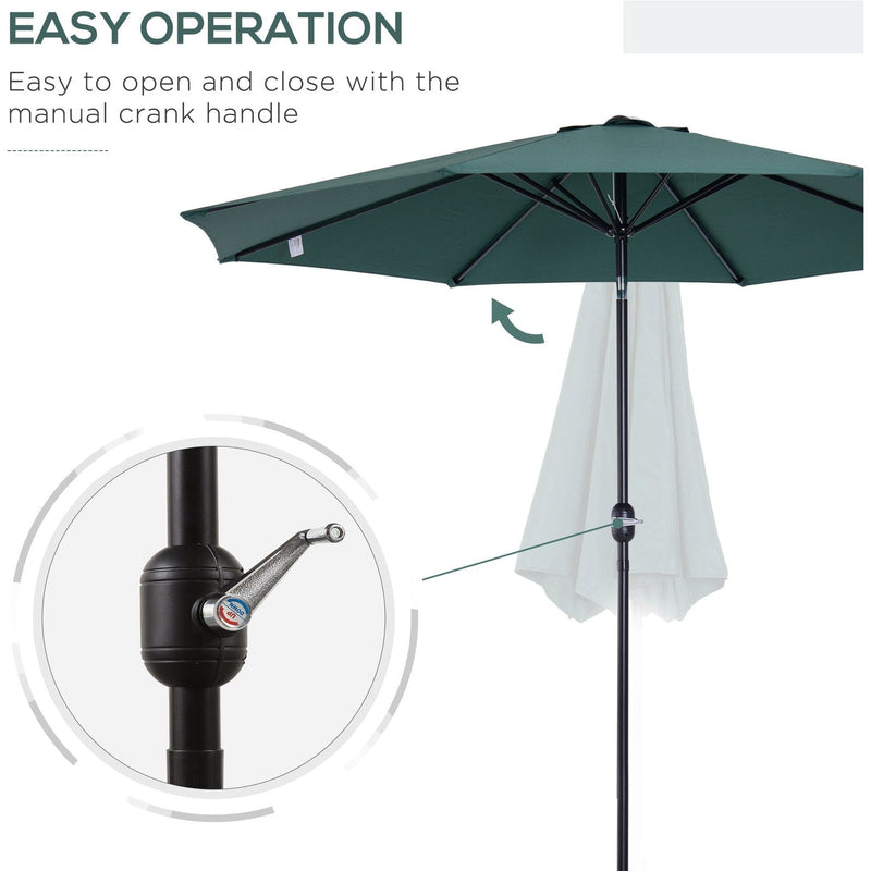 3m Tilting Garden Parasol with Crank Handle Outsunny