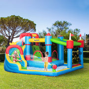 Outsunny 5 in 1 Kids Bounce Castle Large Castle Style Inflatable House Slide Trampoline Pool Water Gun Climbing Wall for Kids Age 3-8 Outsunny