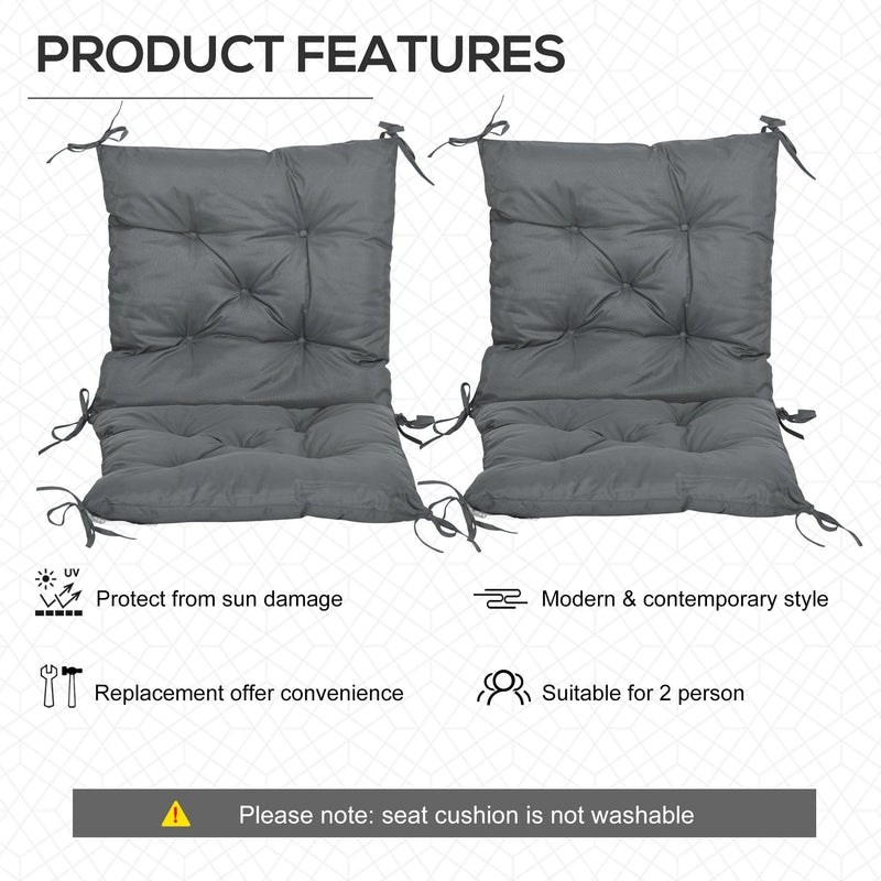 Thick Outdoor Seat Cushions With Backs, Grey Outsunny