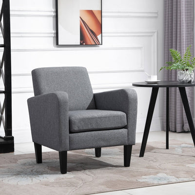 Grey Linen Single Armchair with Padded Seat Homcom