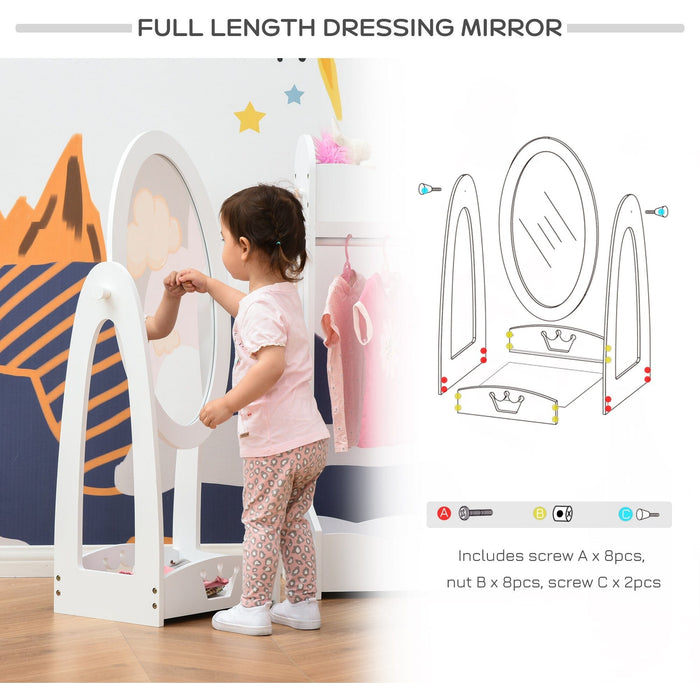 Child's Full Length Mirror, Storage Shelf