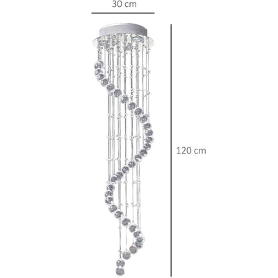 Modern Crystal Chandelier, Chrome, D30x120cm Homcom