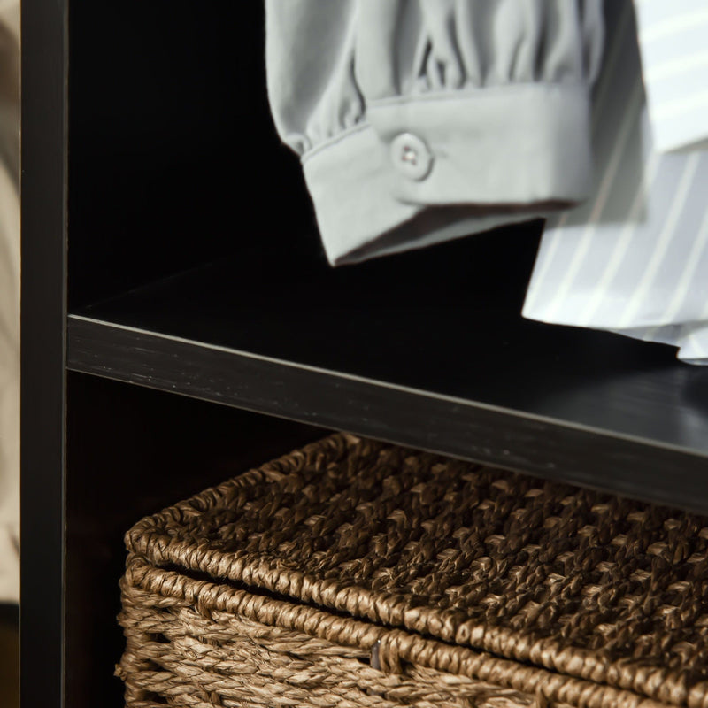 Rolling Open Wardrobe With Cube Storage, Black