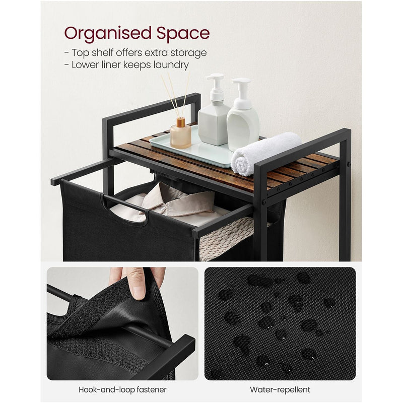 Vasagle Laundry Hamper Removable Bag, Rustic Brown and Black