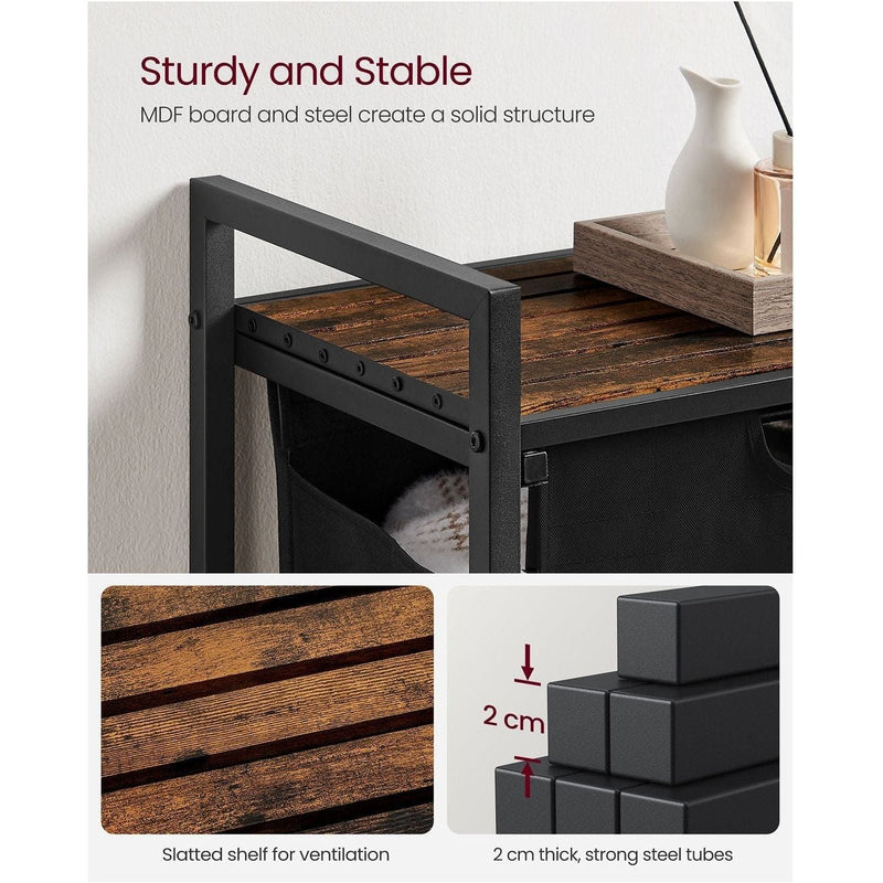 Vasagle Laundry Hamper Removable Bag, Rustic Brown and Black