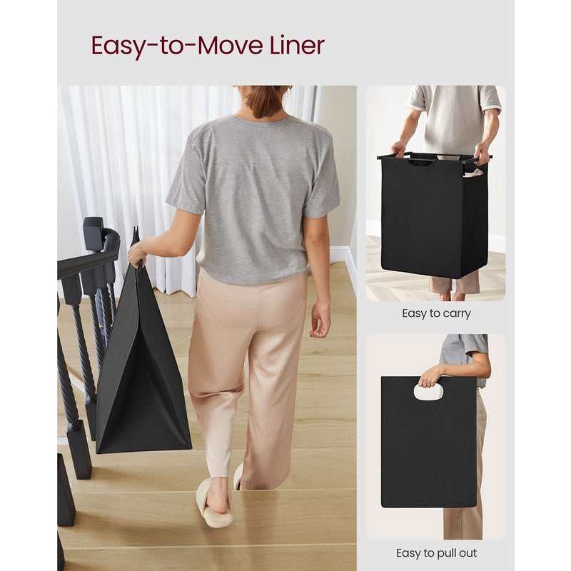 Vasagle Laundry Hamper Removable Bag, Rustic Brown and Black