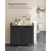 Vasagle Laundry Hamper 2 Compartment, Brown &  Black