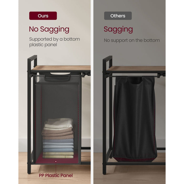 Vasagle Laundry Hamper 2 Compartment, Brown &  Black