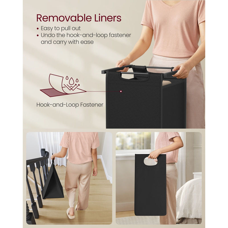 Vasagle Laundry Hamper 2 Compartment, Brown &  Black