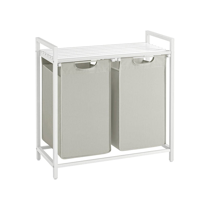 2 Compartment Laundry Hamper, White