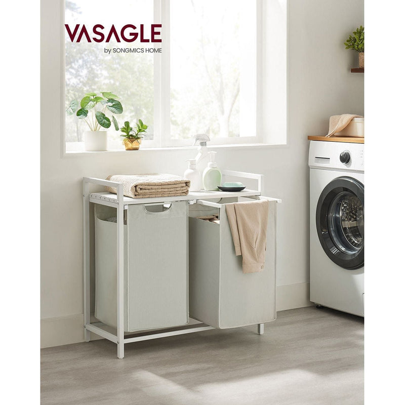 White Dual Compartment Laundry Hamper by Vasagle - Optimise your laundry routine