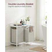 White Dual Compartment Laundry Hamper by Vasagle - Optimise your laundry routine