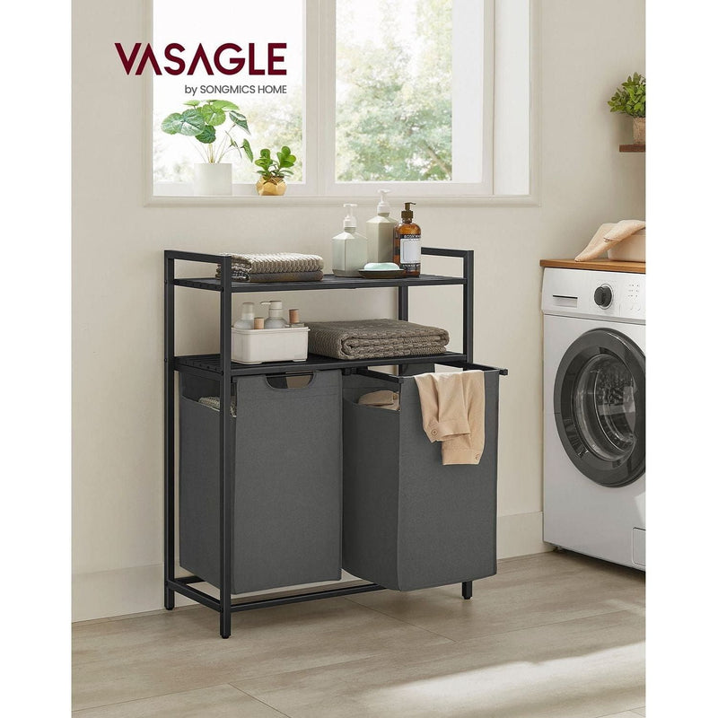 Vasagle Black and Grey 2 Compartment Laundry Sorter - Perfect for sorting your whites and darks