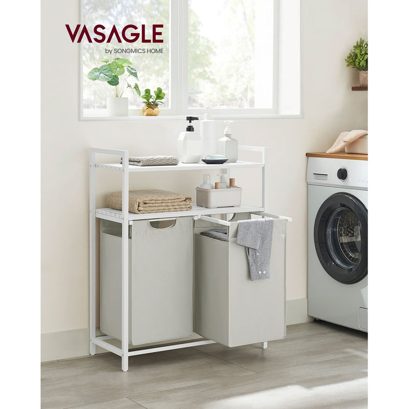 Vasagle White 2 Compartment Laundry Sorter - Perfect for streamlining your laundry your routine
