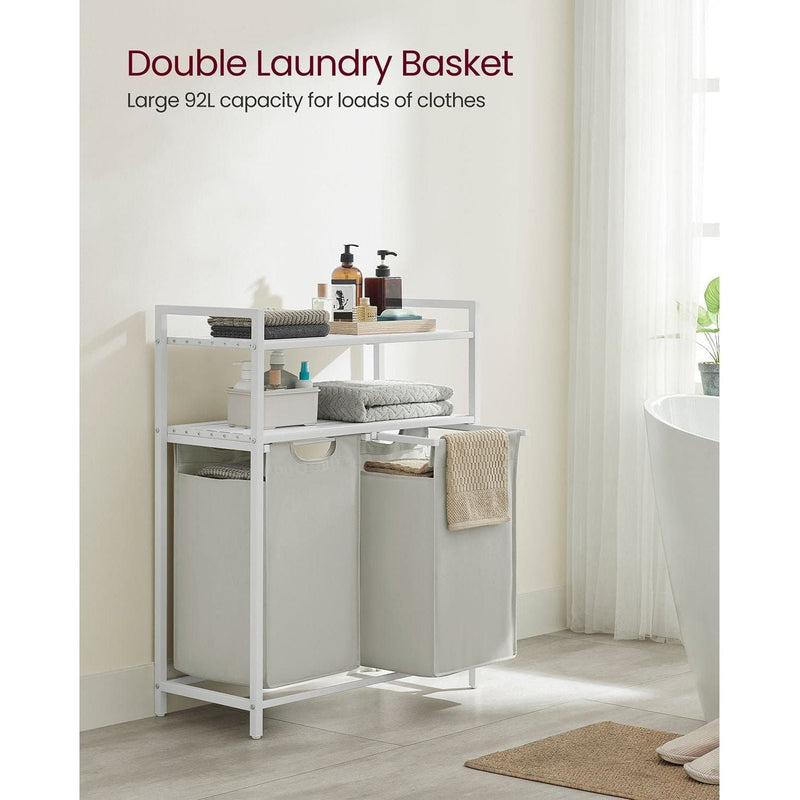Vasagle White 2 Compartment Laundry Sorter - Perfect for streamlining your laundry your routine
