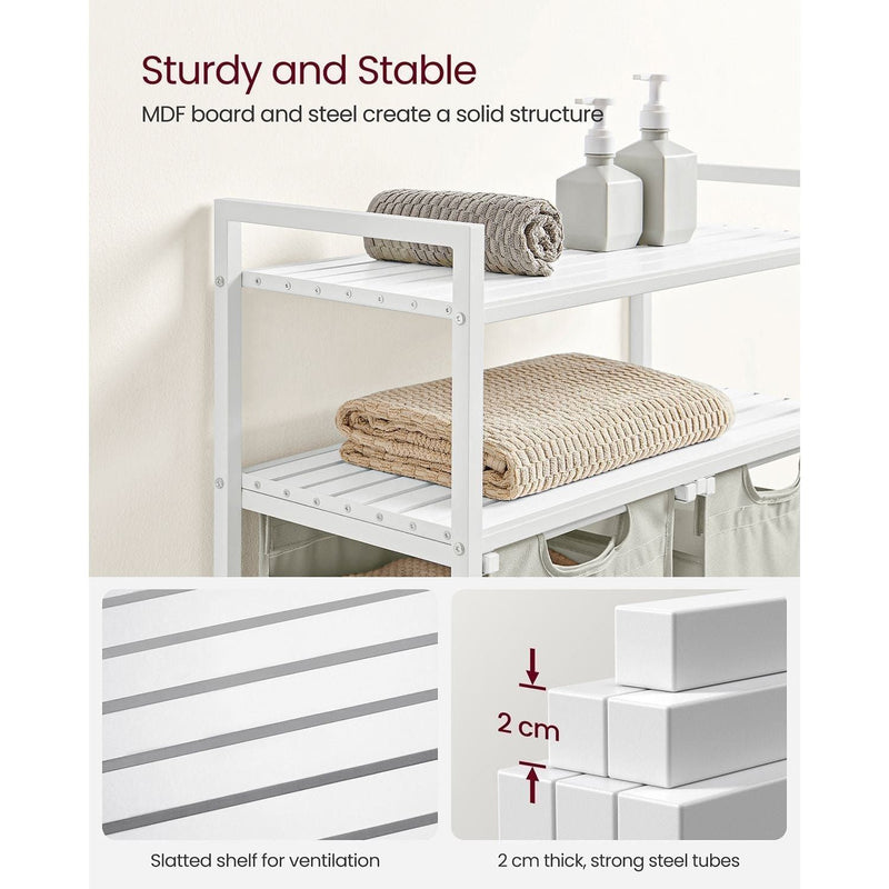 Vasagle White 2 Compartment Laundry Sorter - Perfect for streamlining your laundry your routine