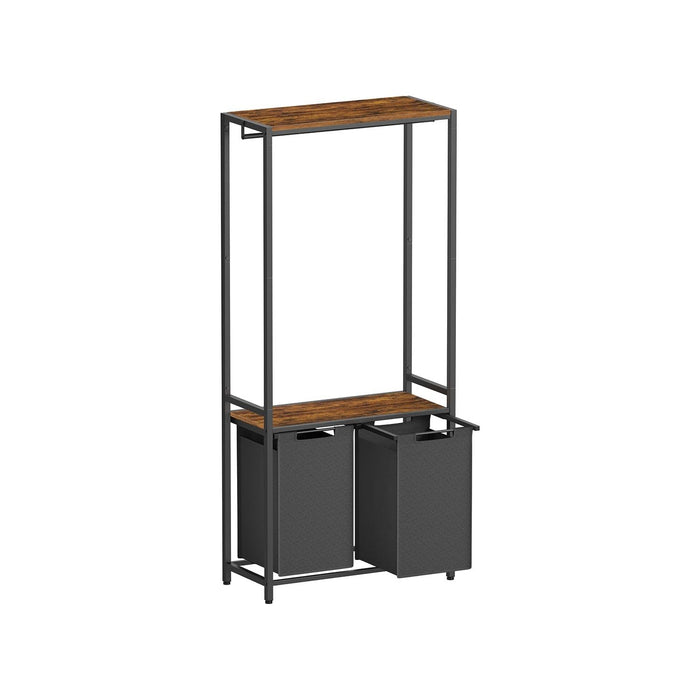 Vasagle Laundry Sorter with Hanging Bar and Shelf Rustic