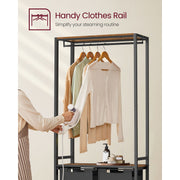 Vasagle Laundry Sorter with Hanging Bar and Shelf Rustic