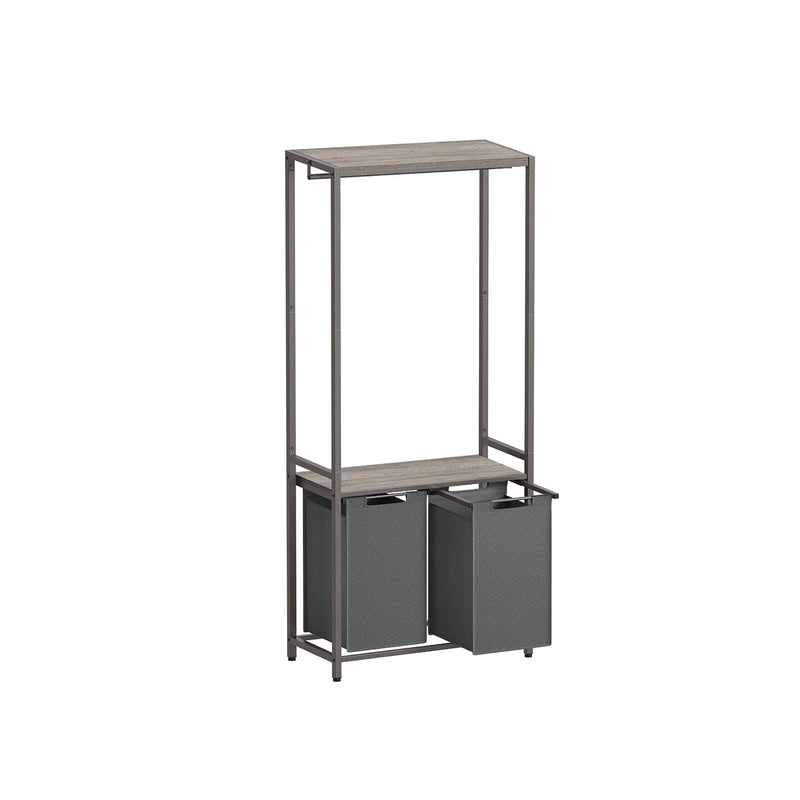 Vasagle Laundry Sorter with Hanging Bar and Shelf Grey